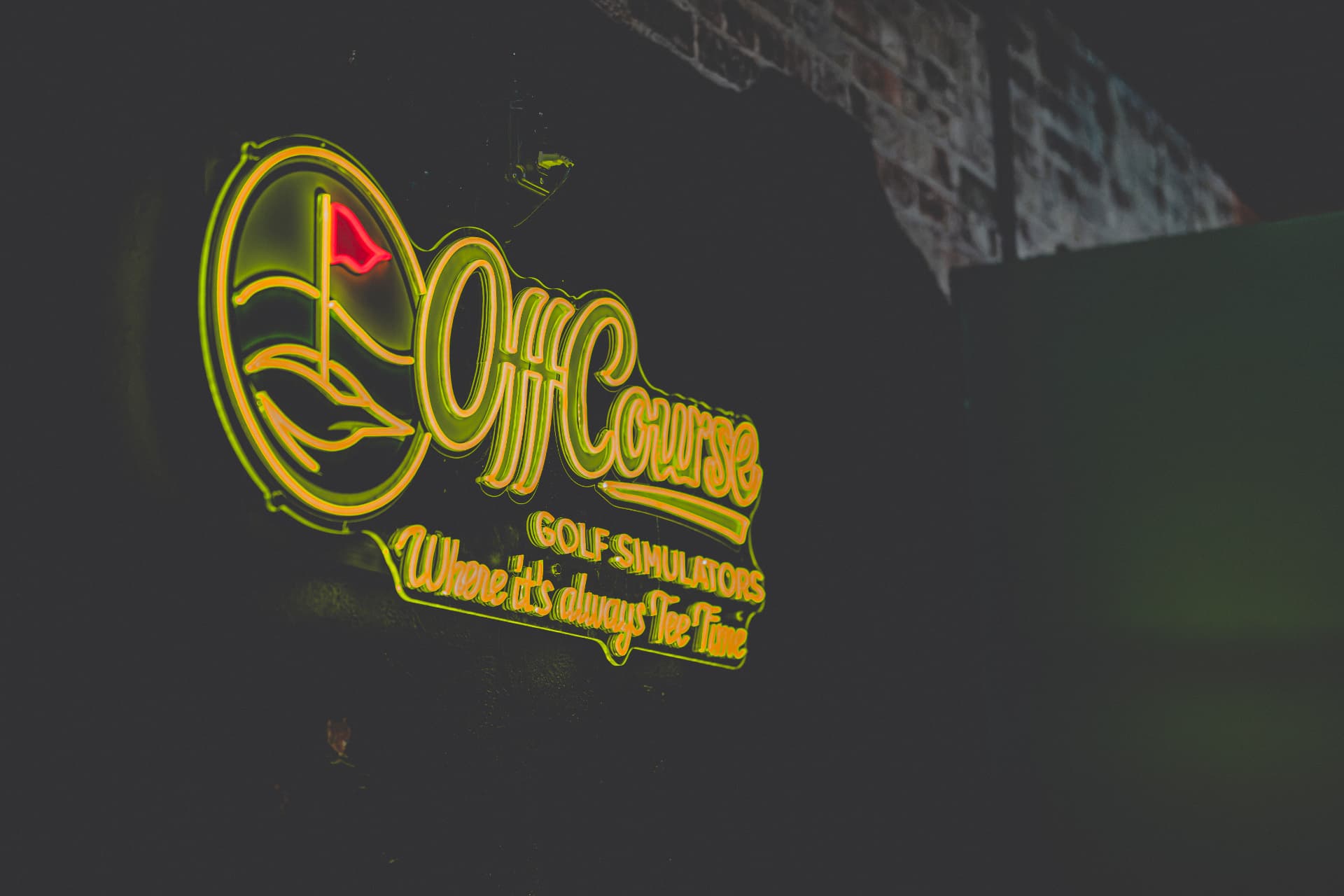 Glowing Off Course neon sign
